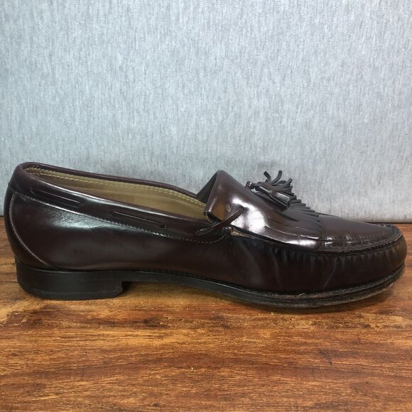 SAS Mens Size 13 M Burgundy Kiltie Tassel Leather Loafer Slip‎ On Dress Shoes - Picture 5 of 10